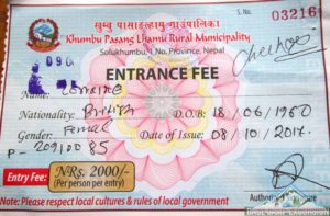 Khumbu Pasang Lhamu rural municipality entrance permit & fee