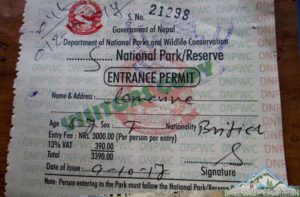 Sagarmatha national park permit & entry fee 