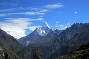 Way back from Pheriche to Namche after Everest base camp trek