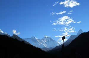 Everest view from Namche bazaar while hiking from Namche bazaar to everest view hotel