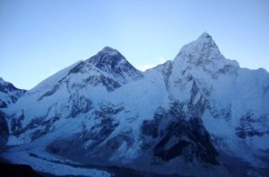 Mount Everest from Kala Patthar in the morning. Gorak shep to Kalapatthar trek